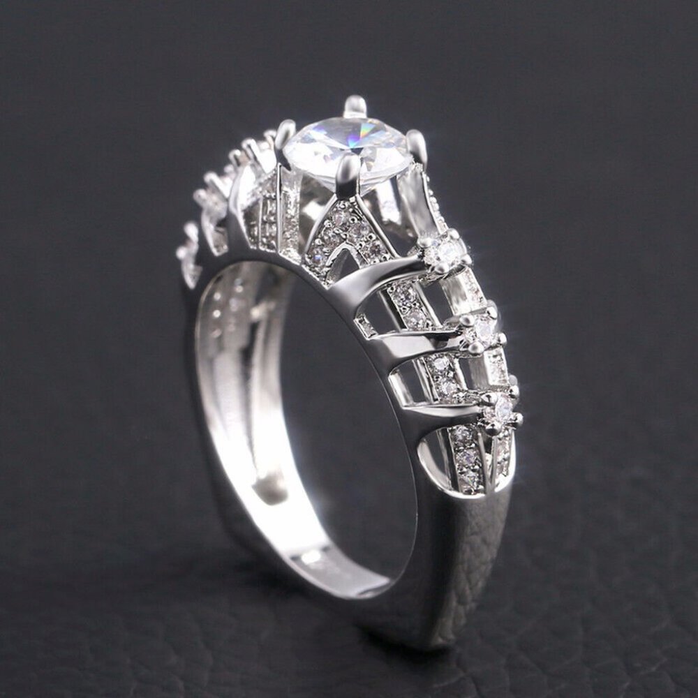 New 925 Silver White Sapphire Wedding Ring